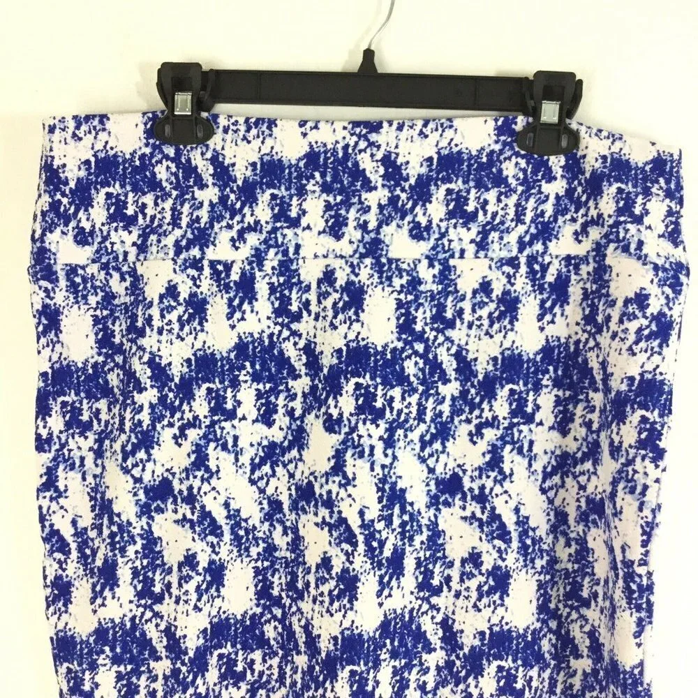 Lularoe Cassie Skirt Plus Size 3XL Blue White Stretch  Pencil Skirt